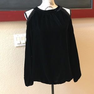 Black Velvet Cold Shoulder Top